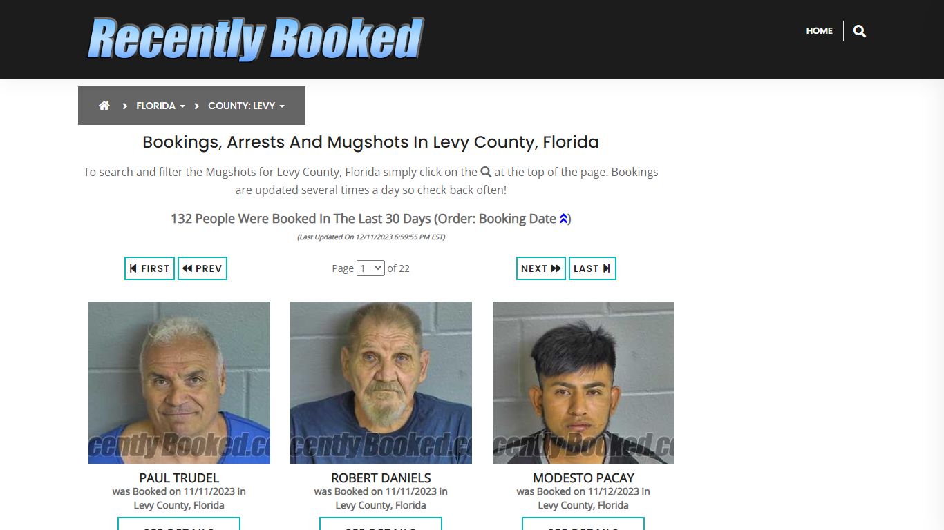Recent bookings, Arrests, Mugshots in Levy County, Florida